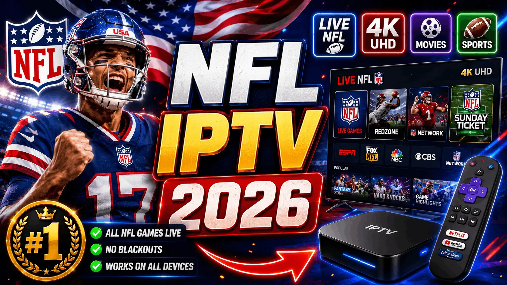 Watching the NFL with IPTV in 2026: Every Sunday Game in 4K